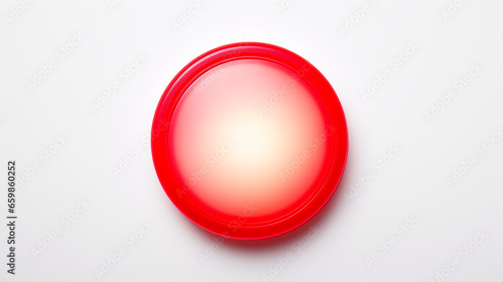 Aufkleber red light fluorescent button isolated on the background of computer graphics website design
