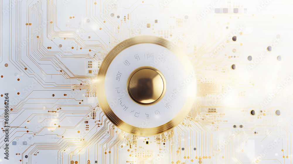 Aufkleber white computer chip light fluorescent button isolated on the background computer graphics website design