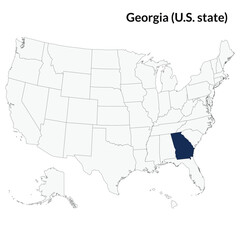 Map of the U.S. state Georgia. U.S. state Georgia map. USA map