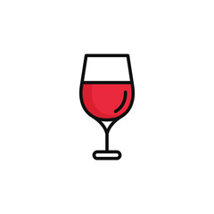 Wine glass vector illustration isolated on white background. Wine glass icon