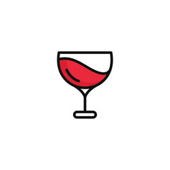 Wine glass vector illustration isolated on white background. Wine glass icon