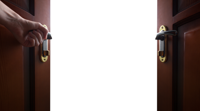 hand opens room door