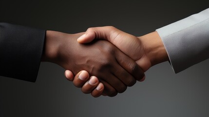 Handshake - Hand holding on black background.