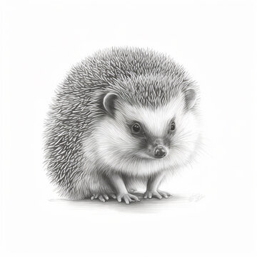 Pencil sketch drawing cute hedgehog animal pictures 