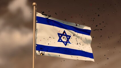 The flaming flag of Gaza Strip is reborn into an Israel flag.