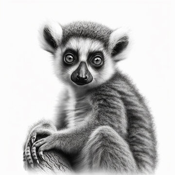 Pencil sketch lemur animal drawing picture AI Generated