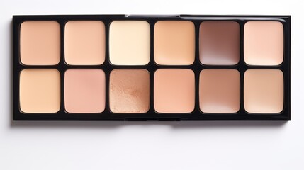 Make-up palette on a white background. Professional multicolor eye shadow make-up palette. Cosmetic products
