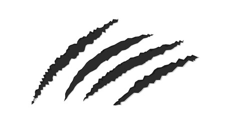 Claw marks. Scratches and torn animal paw slashes. Halloween or horror themes