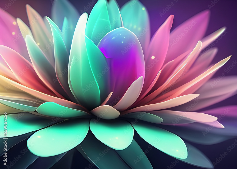 Wall mural abstract futuristic flower background in bright vivid colours created with generative ai technology