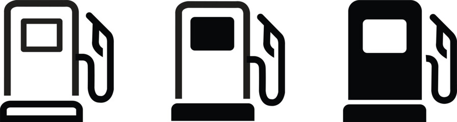 set of Gas station icon. Gasoline flat industry sign with editable stock. Oil refuel collection. Gas tank symbol. Fuel energy signs isolated on transparent background.