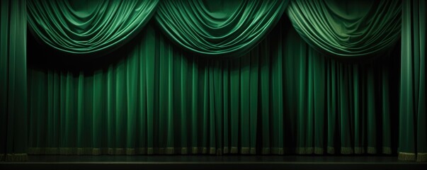 green curtain stage theater background - obrazy, fototapety, plakaty