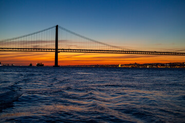 Sunset Lisbon. View of the Atlantic.