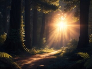Rays of Light Through the Trees