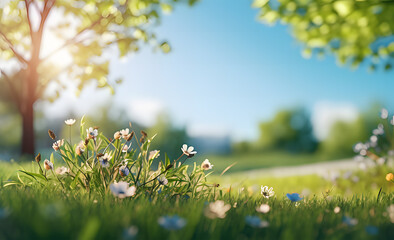 springtime background with spring flowers ai generative