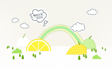 Fresh food background with flat design