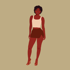 Stylish afro black woman in elegant art style vector