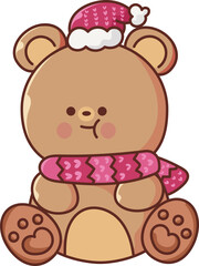 Christmas Set Cartoon Cute Little Santa Gift Holiday Decoration Illustration