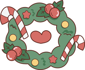 Christmas Set Cartoon Cute Little Santa Gift Holiday Decoration Illustration