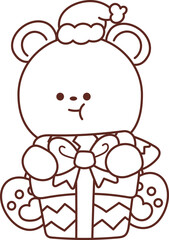 Christmas Set Cartoon Cute Little Santa Gift Holiday Decoration Illustration