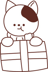 Christmas Set Cartoon Cute Little Santa Gift Holiday Decoration Illustration