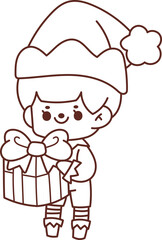 Christmas Set Cartoon Cute Little Santa Gift Holiday Decoration Illustration