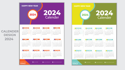 Calendar 2024,corporate design planner template. Wall calendar in a minimalist style.