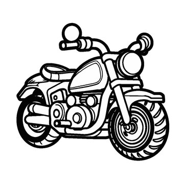 motorcycle black and white vector illustration for coloring book