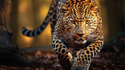 Leopard portrait. Jungle wildlife animals.