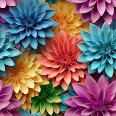 Obraz premium Flowers paper style seamless pattern. AI Generated.