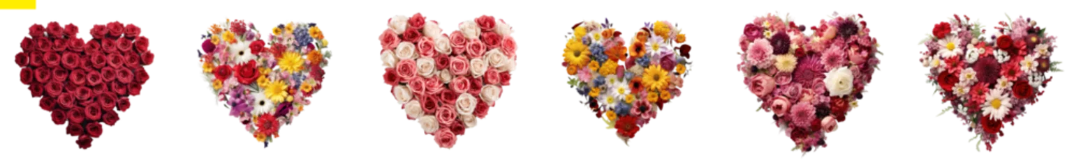 Foto op Plexiglas Flower heart, isolated heart made of roses, st valentine's day clipart © Beasty Beast