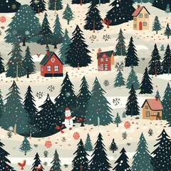 Obraz premium Winter style seamless pattern. AI Generated.