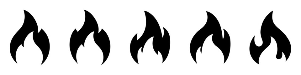 Fire icons set on white background. Vector fire. Flat style. Fire, flame, grill. Fire logo. Vector EPS 10