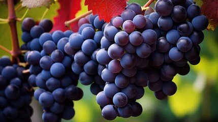 lush display of ripe red wine grapes, ready for harvest