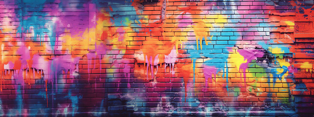 Street art graffiti on the wall. AI