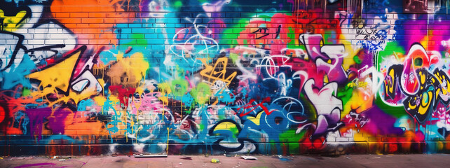 Street art graffiti on the wall. AI