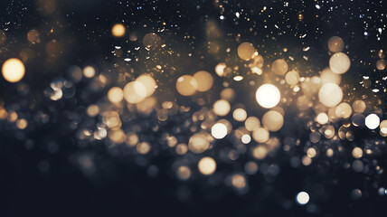 Fototapeta na wymiar black festive background and barely noticeable golden bokeh sparks of gold in the blur