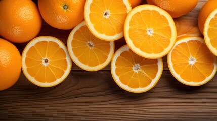 Fototapeta premium freshly sliced oranges, their vibrant hue and juicy texture taking center stage