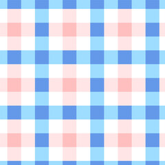 Pastel tablecloth gingham Vector Seamless Pattern. Pink and blue checker background. Cottagecore Garden design. Homestead Farmhouse Summer Graphic Background