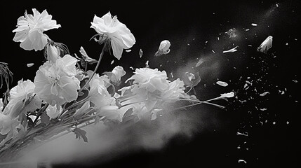 Crushed Rose Petals Crushed Rose Petals Black And White - obrazy, fototapety, plakaty