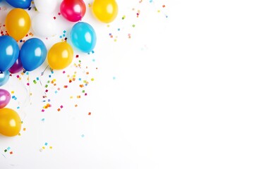 Vibrant background with balloons and confetti for festive occasions