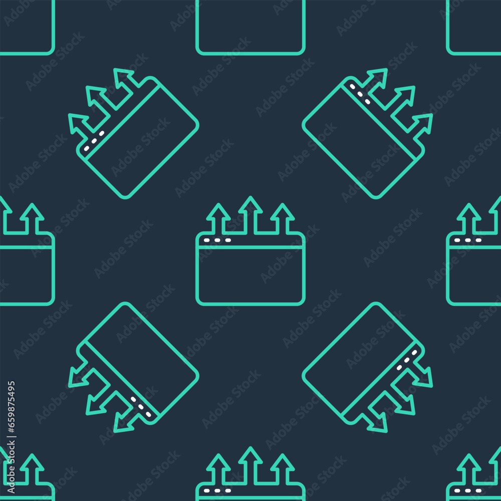 Poster line browser window icon isolated seamless pattern on black background. vector
