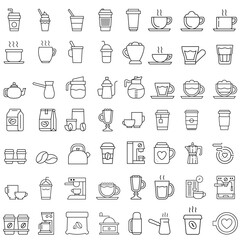 Coffee icon vector set. Hot drink illustration sign collection. Coffee house symbol. Coffee machine logo.