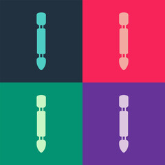 Pop art Cuticle pusher icon isolated on color background. Tool for manicure. Vector