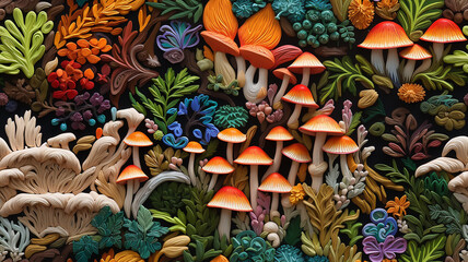 Fototapeta na wymiar abstract mushrooms three-dimensional background 3d sculptural fantasy dream