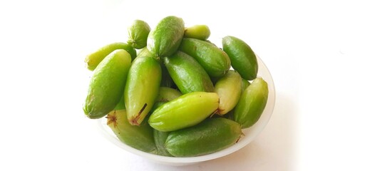 Harvest pile Averrhoa bilimbi or Bilimbi fruits or Belimbing wuluh or belimbing sayur plants. In indonesia use as ingredient cooking