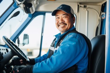 Obraz premium トラックに乗る中年男性イメージ01