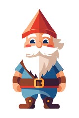 Simple illustration of christmas dwarf on white background in flat style