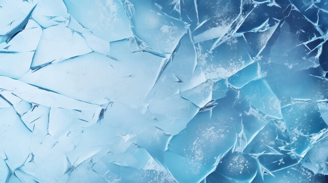 Ice background. Cracked ice surface texture