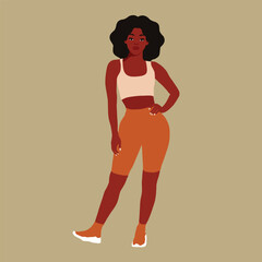Stylish afro black woman in elegant art style vector