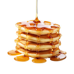 Fototapeta na wymiar stack of pancakes with honey syrup isolated on transparent background Remove png, Clipping Path